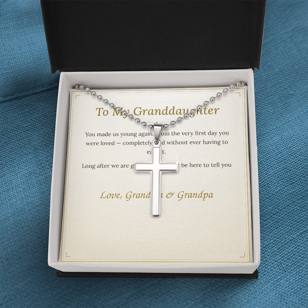 To My Granddaughter Cross Necklace — From Grandma & Grandpa