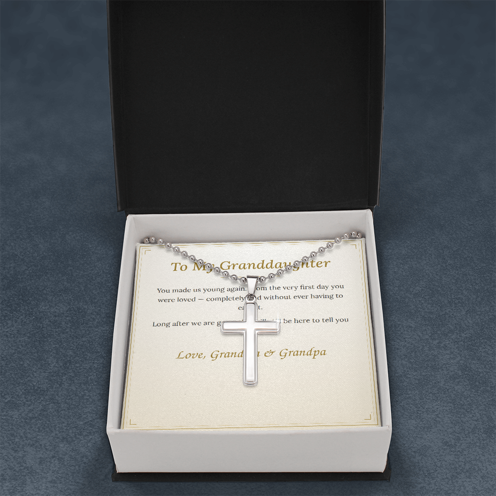 To My Granddaughter Cross Necklace — From Grandma & Grandpa