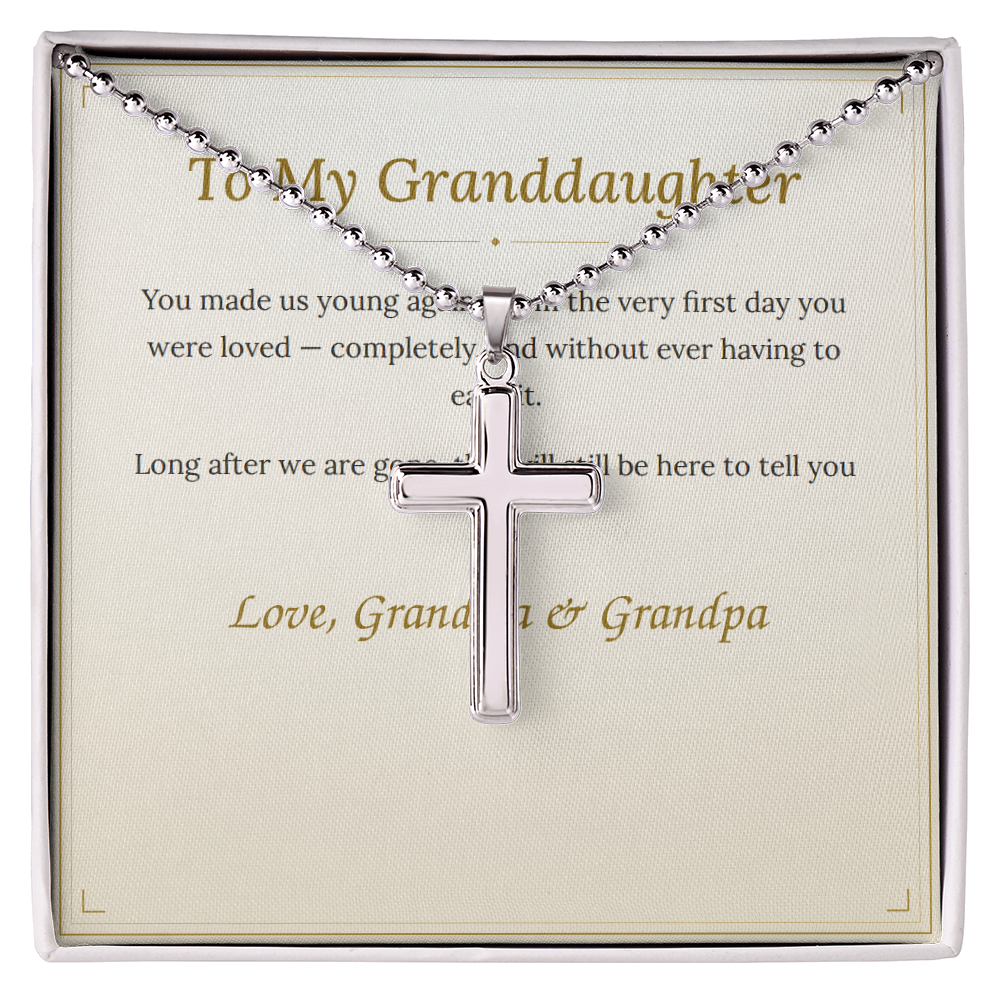 To My Granddaughter Cross Necklace — From Grandma & Grandpa