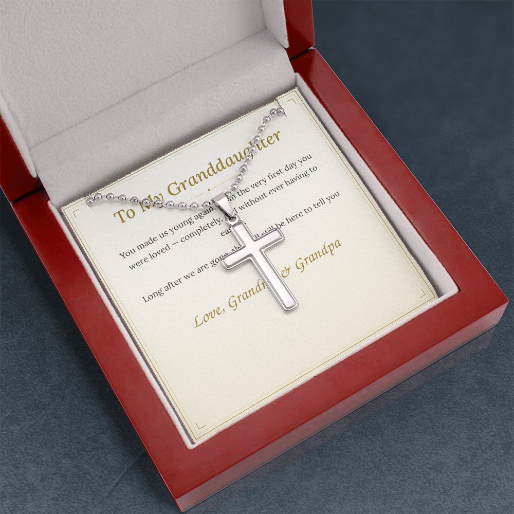 To My Granddaughter Cross Necklace — From Grandma & Grandpa