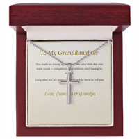 To My Granddaughter cross necklace and message card, gift box included