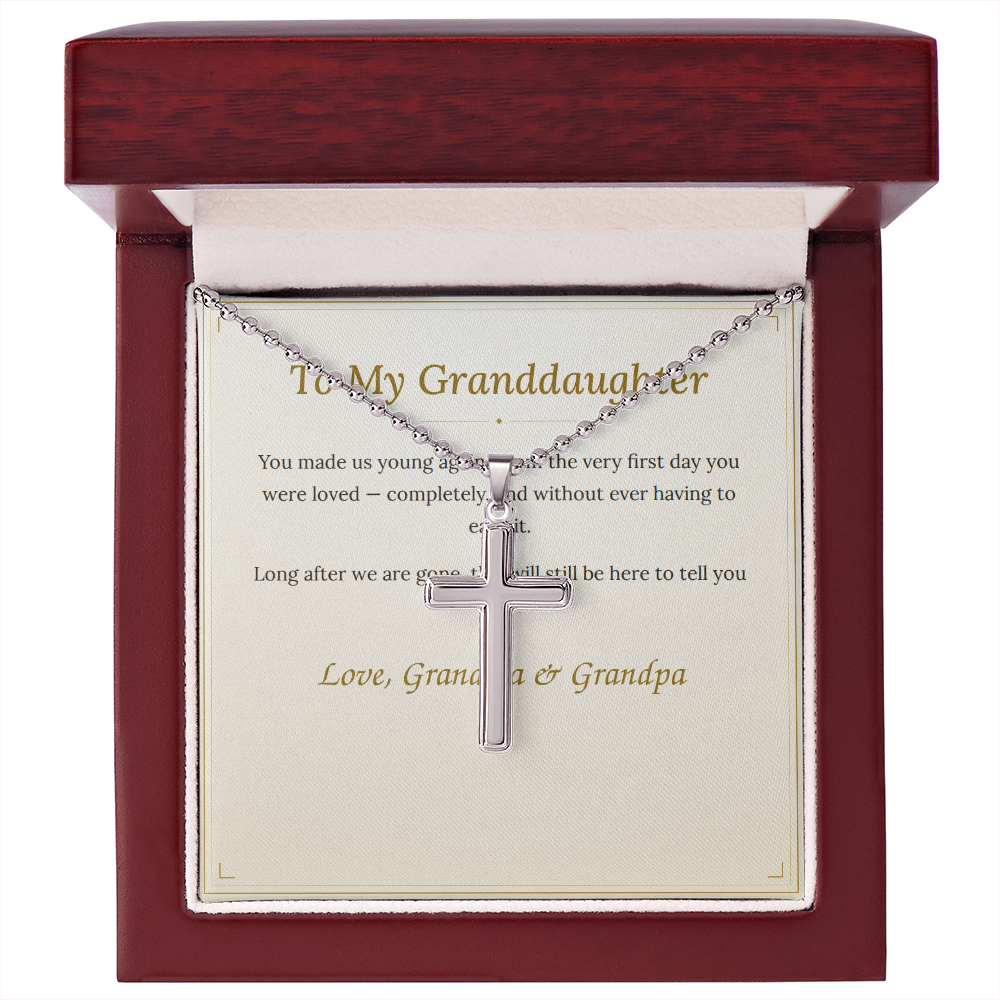 To My Granddaughter Cross Necklace — From Grandma & Grandpa
