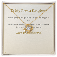 Stepdaughter necklace shown with the printed message card